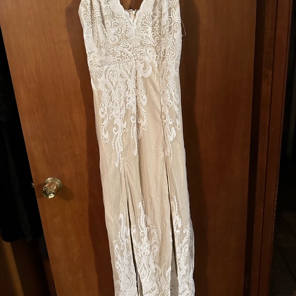 Champagne maxi dress with lace size large - Picture 12 of 12